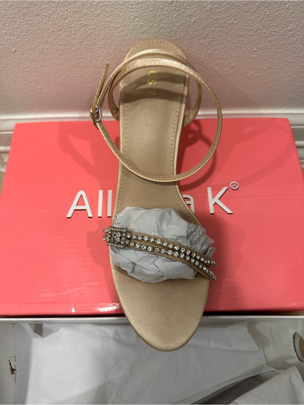 Women's Gold Rhinestone Heels - Picture 2 of 3